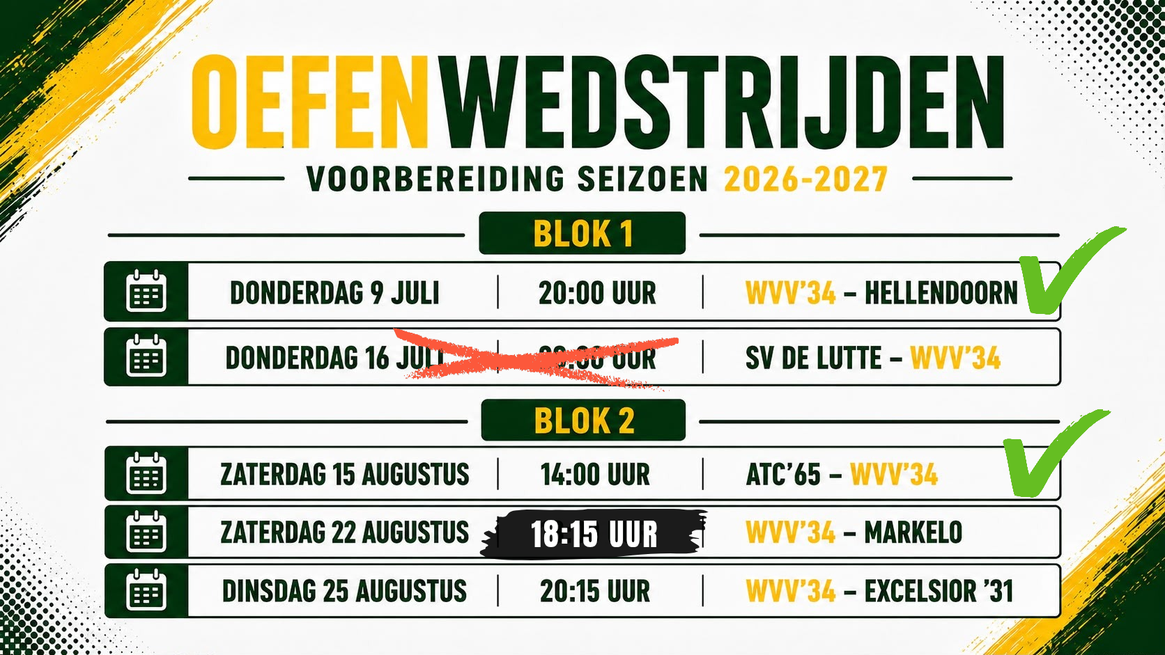 Volgende oefenwedstrijd staat voor de deur
