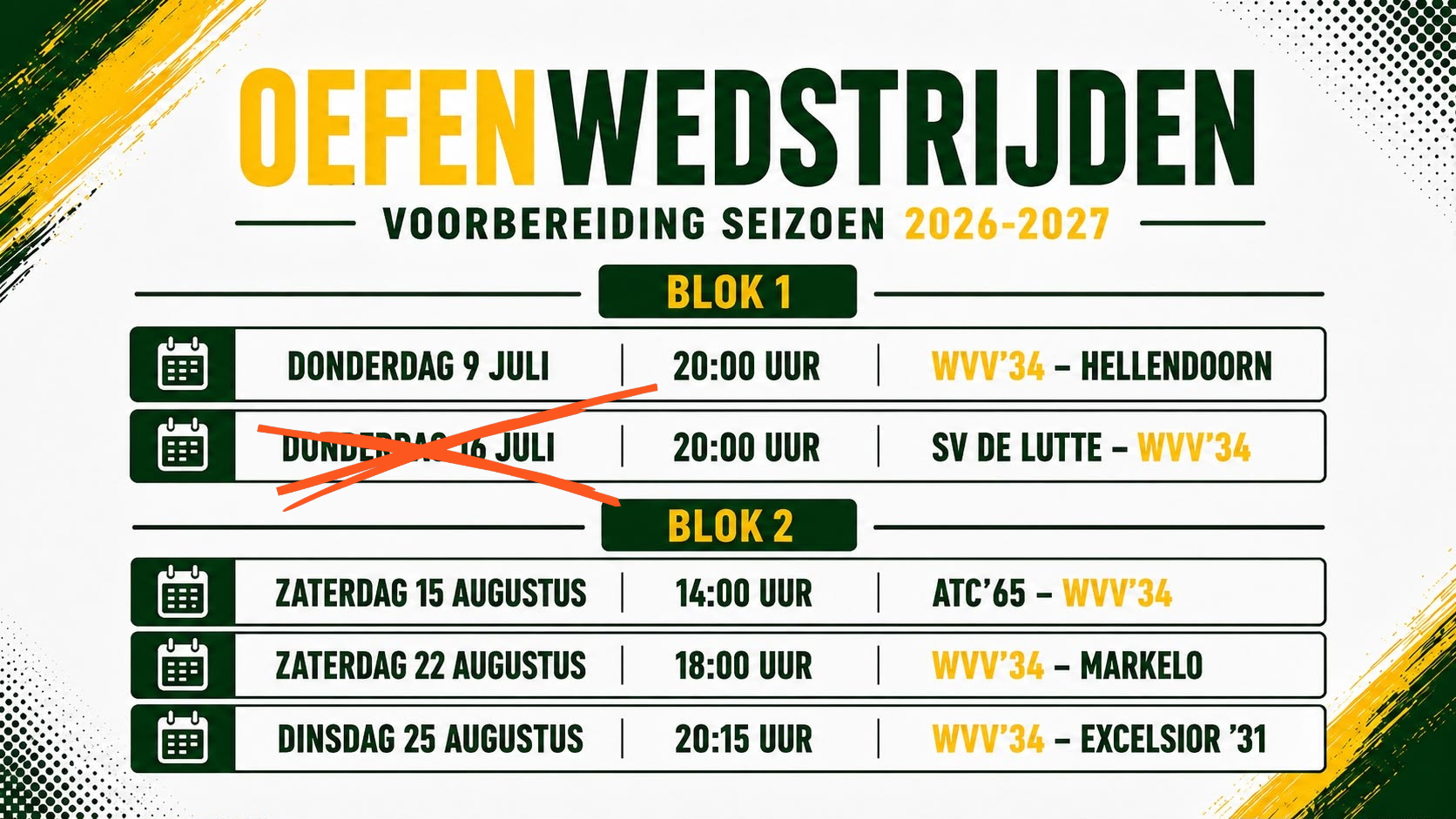 Oefenwedstrijd tegen SV De Lutte afgelast • Competitie-indeling bekend!
