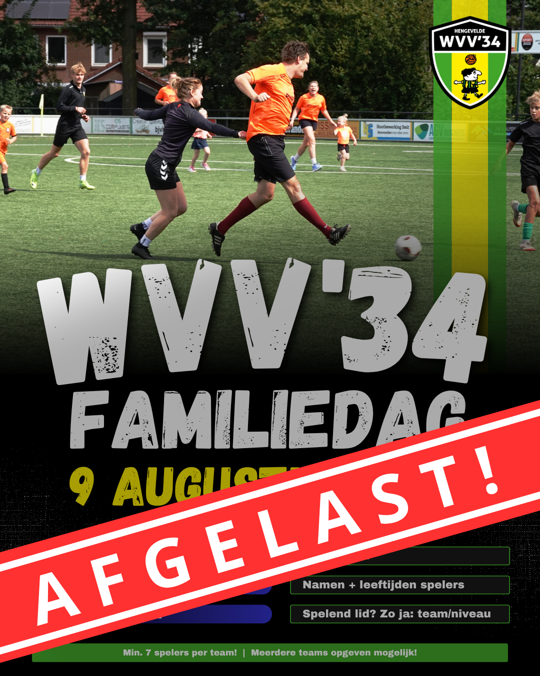 WVV'34 familedag afgelast!