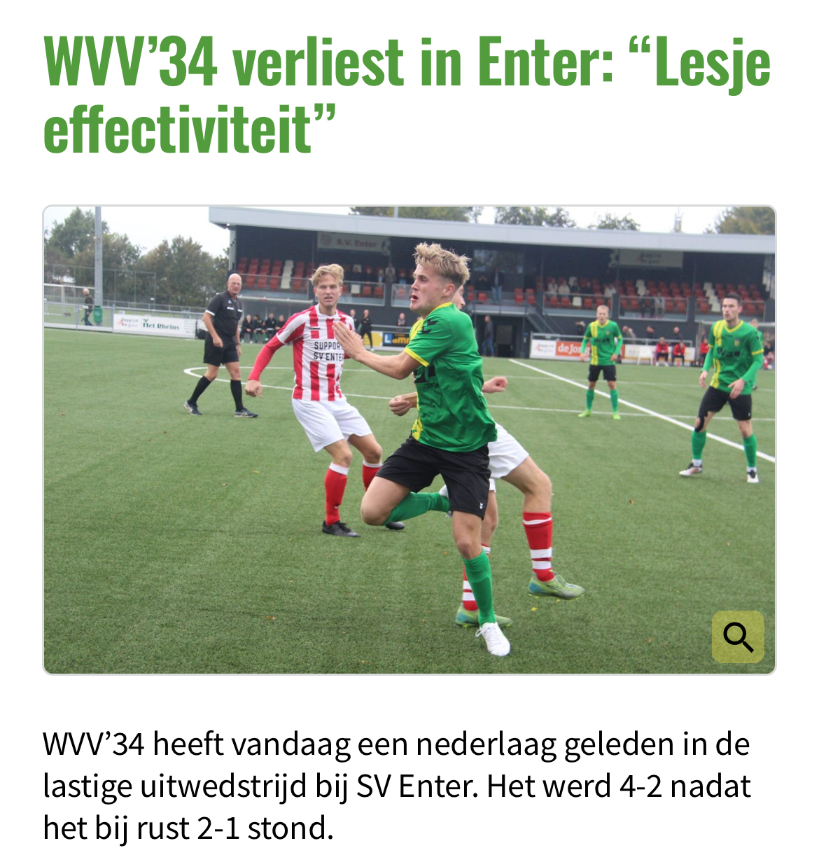 WVV’34 verliest in Enter: “Lesje effectiviteit