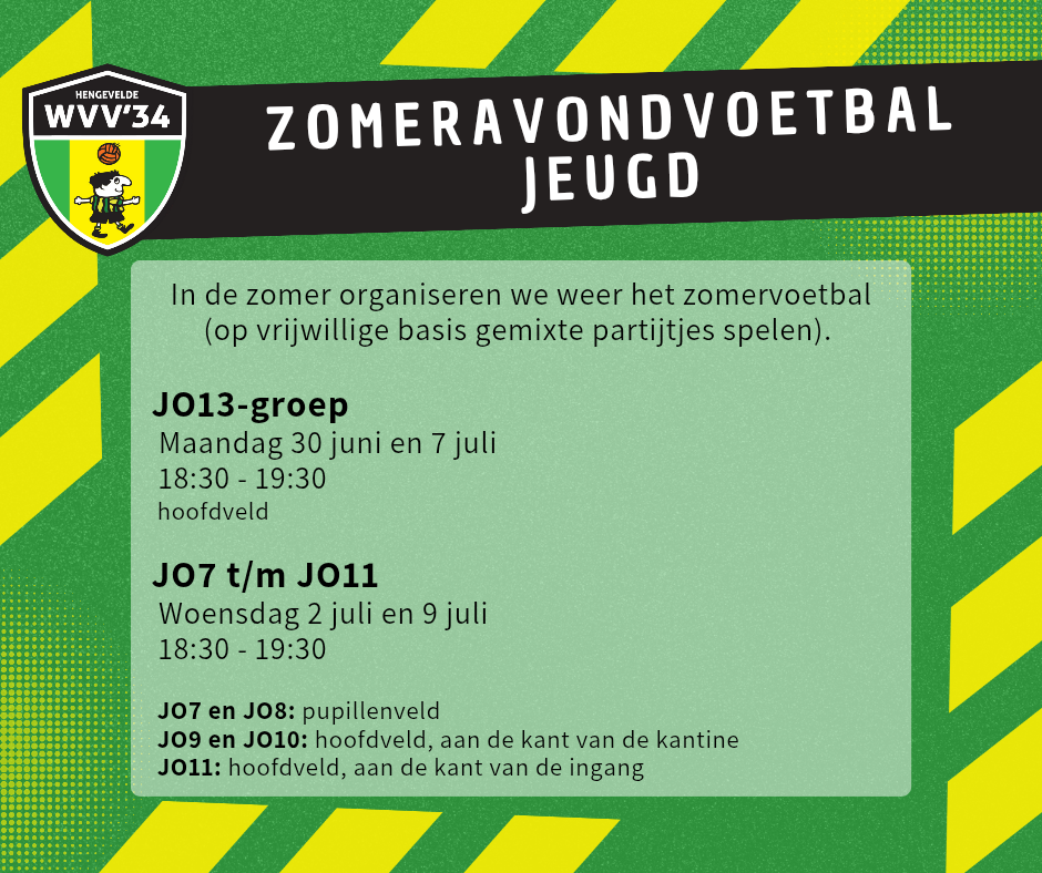 Zomeravondvoetbal voor de onderbouw.