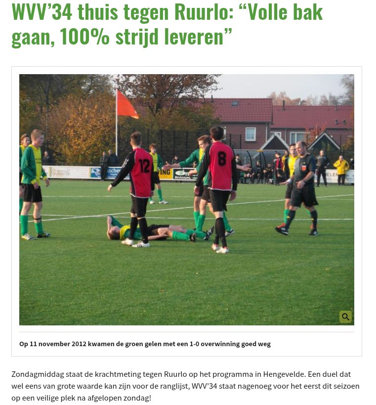 WVV’34 thuis tegen Ruurlo: “Volle bak gaan, 100% strijd leveren”