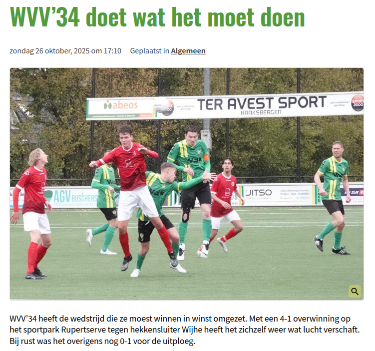 WVV’34 doet wat het moet doen