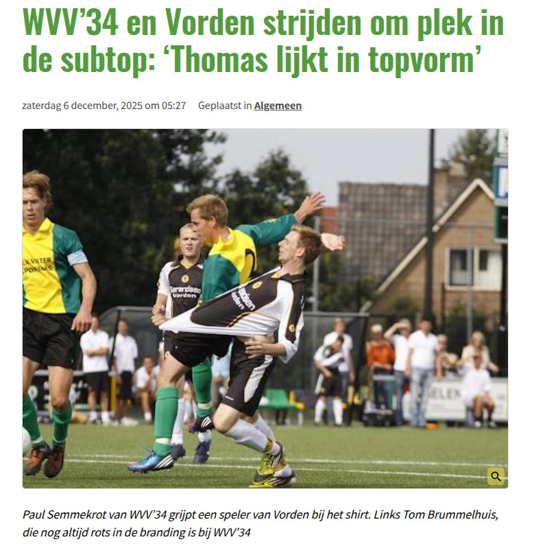 WVV’34 en Vorden strijden om plek in de subtop: ‘Thomas lijkt in topvorm’