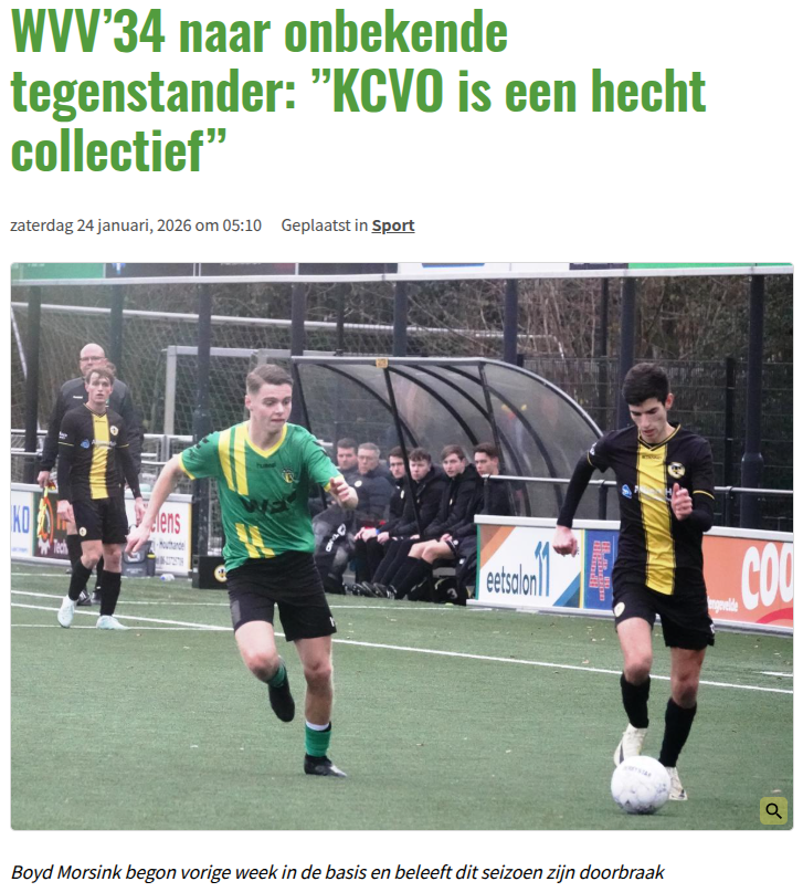 WVV’34 naar onbekende tegenstander: ”KCVO is een hecht collectief”