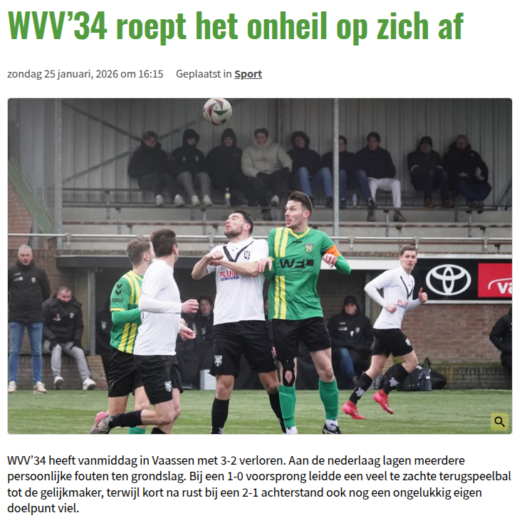 WVV’34 roept het onheil op zich af