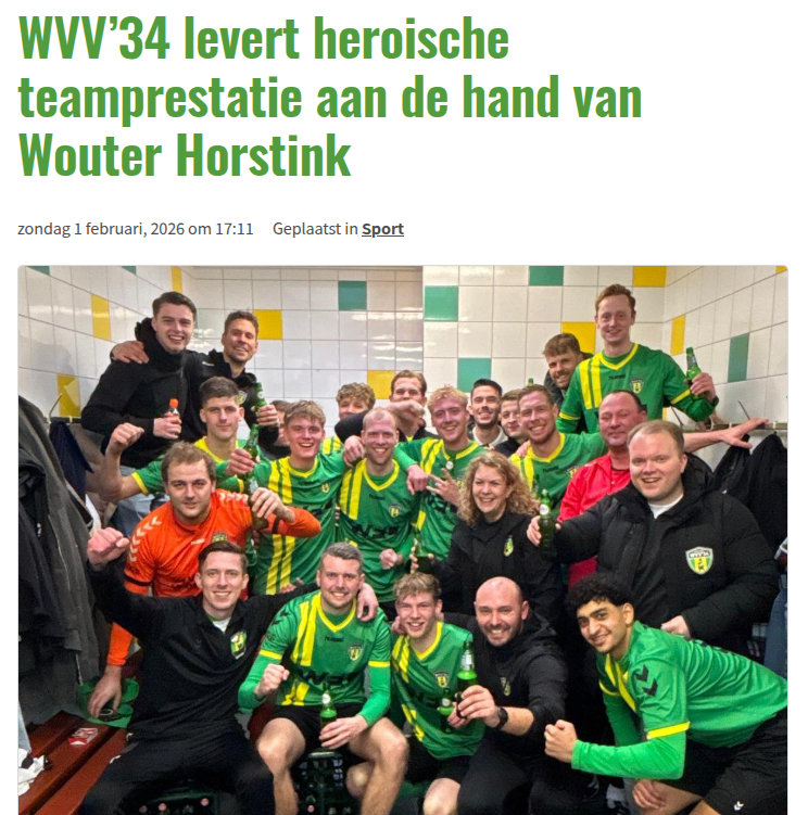 WVV’34 levert heroische teamprestatie aan de hand van Wouter Horstink