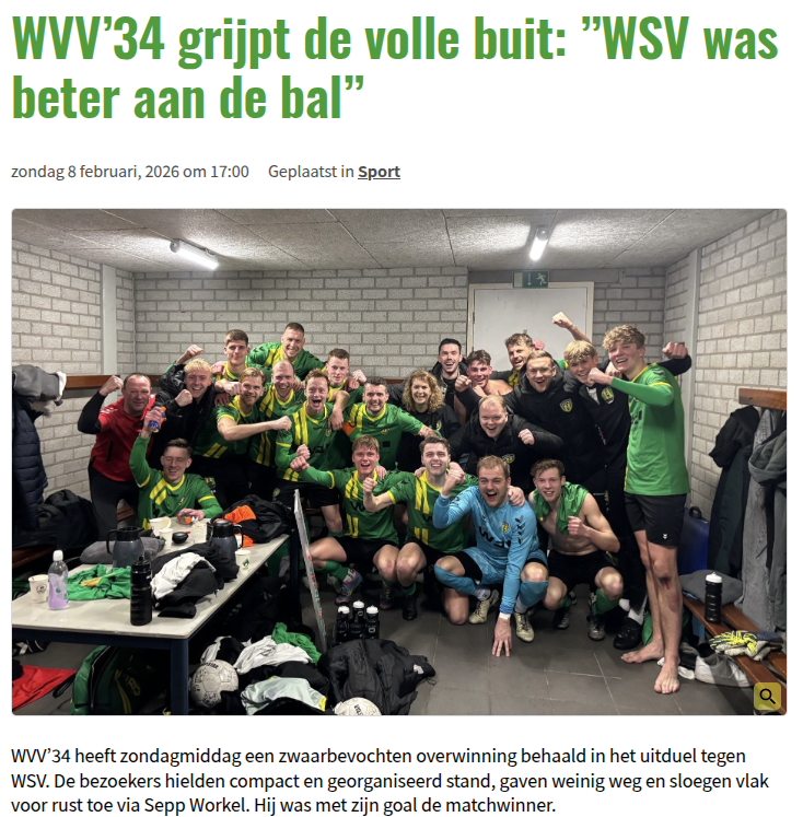 WVV’34 grijpt de volle buit: ”WSV was beter aan de bal”