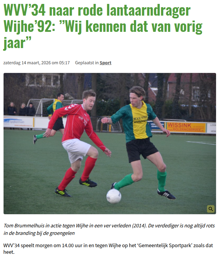 WVV’34 naar rode lantaarndrager Wijhe’92: ”Wij kennen dat van vorig jaar”