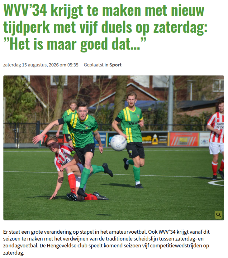 OEFENWEDSTRIJD | VANMIDDAG 14:00 UUR