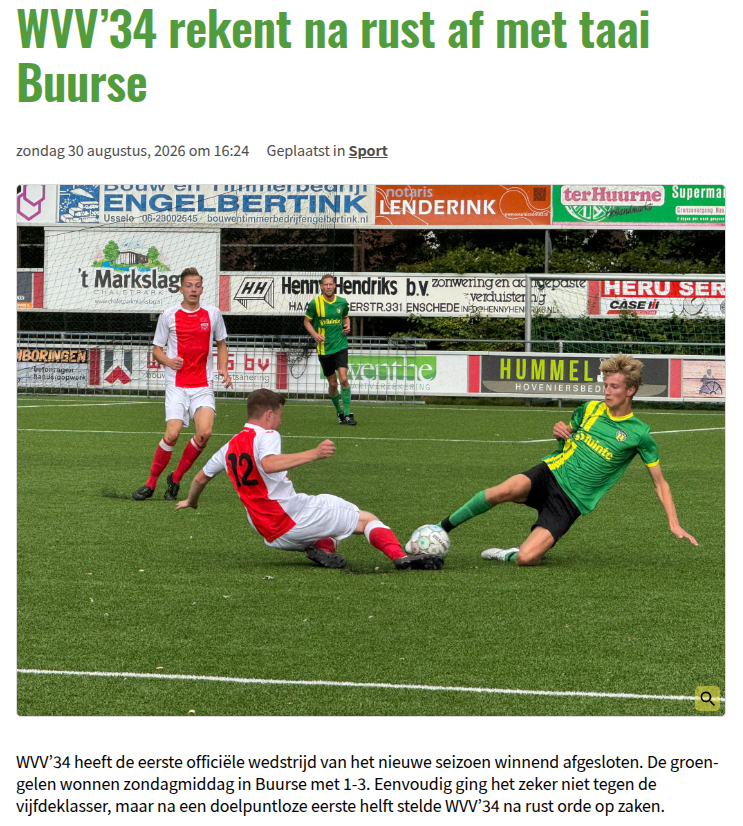 WVV’34 rekent na rust af met taai Buurse