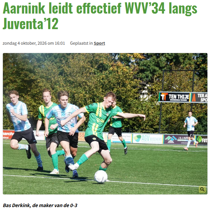 Aarnink leidt effectief WVV’34 langs Juventa’12