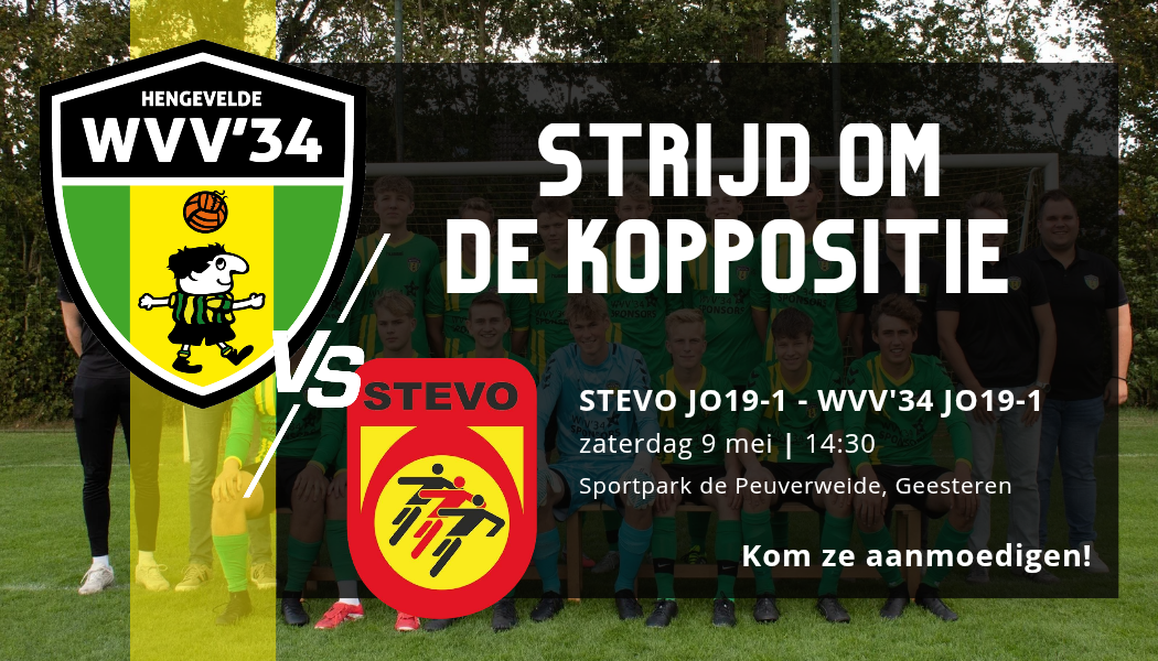 Komende zaterdag: JO19-1 strijdt om de koppositie