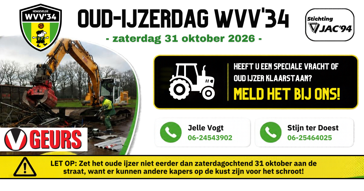 Oud-ijzerdag WVV'34 | zaterdag 31 oktober