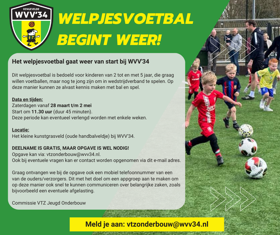 Welpjesvoetbal gaat weer van start!
