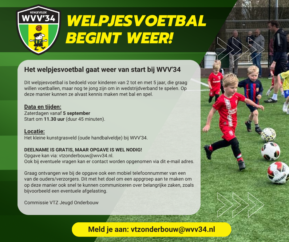 Welpjesvoetbal gaat weer van start!